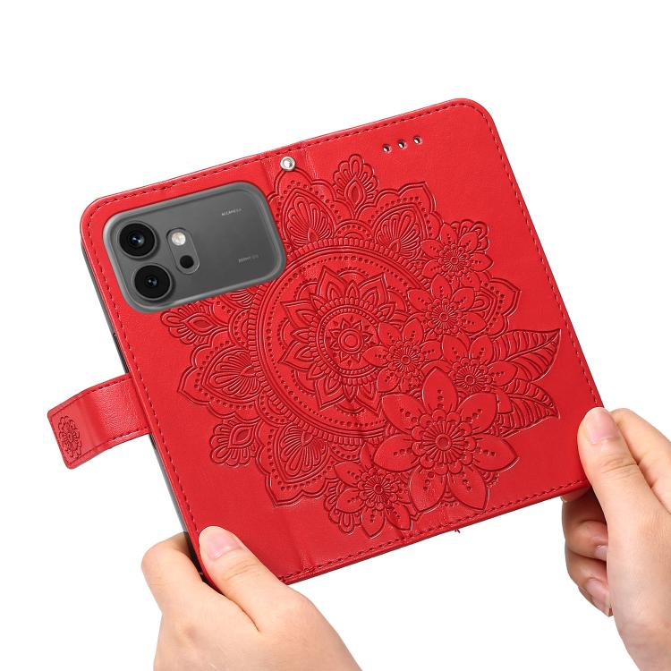 For Honor 600 Global / 600 Pro Global Seven-petal Flowers Embossing Leather Phone Case
