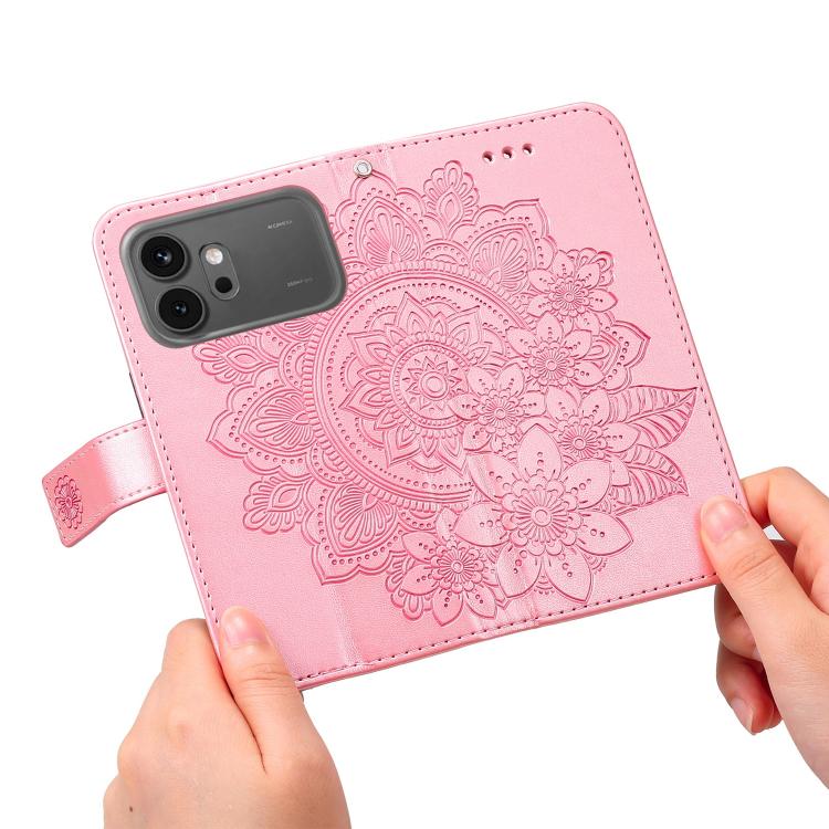 For Honor 600 Global / 600 Pro Global Seven-petal Flowers Embossing Leather Phone Case