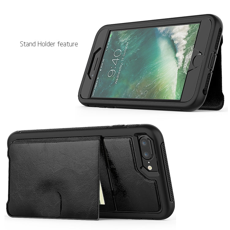 For iPhone 7 Plus / 8 Plus Shockproof PC + TPU + PU Leather Protective Case with Holder & Card Slot & Wallet