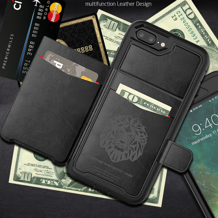 For iPhone 7 Plus / 8 Plus Shockproof PC + TPU + PU Leather Protective Case with Holder & Card Slot & Wallet