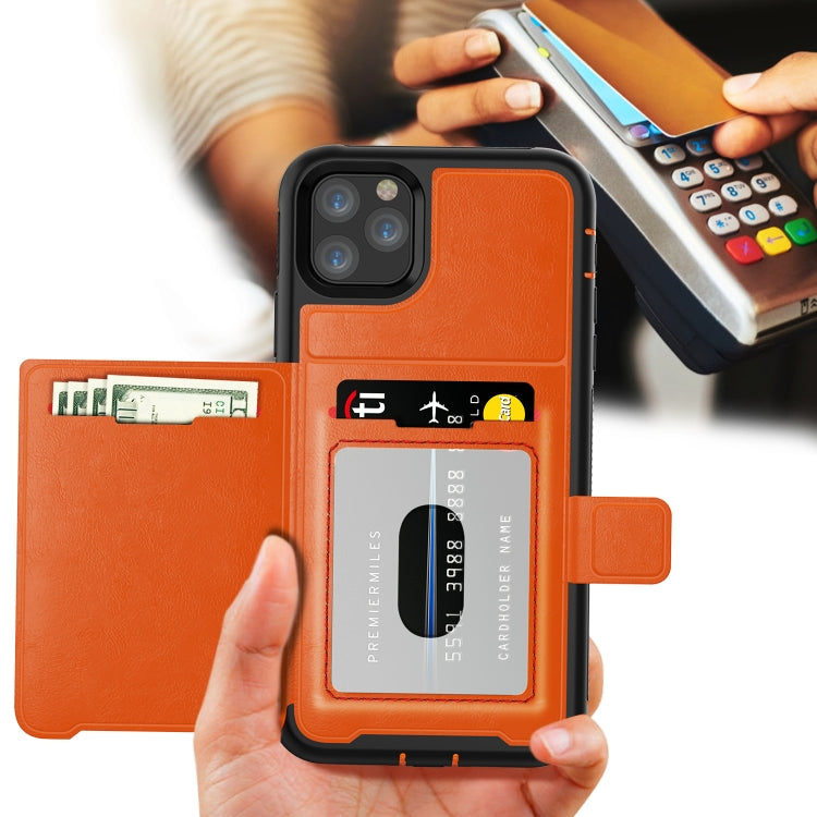 For iPhone 11 Pro Max Shockproof PC + TPU + PU Leather Protective Case with Holder & Card Slot & Wallet