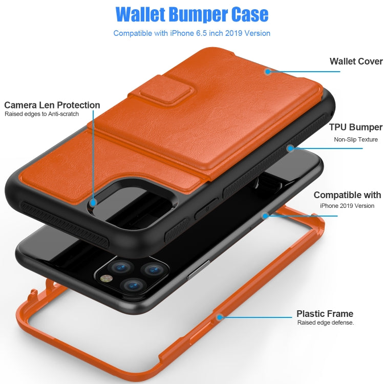 For iPhone 11 Pro Max Shockproof PC + TPU + PU Leather Protective Case with Holder & Card Slot & Wallet