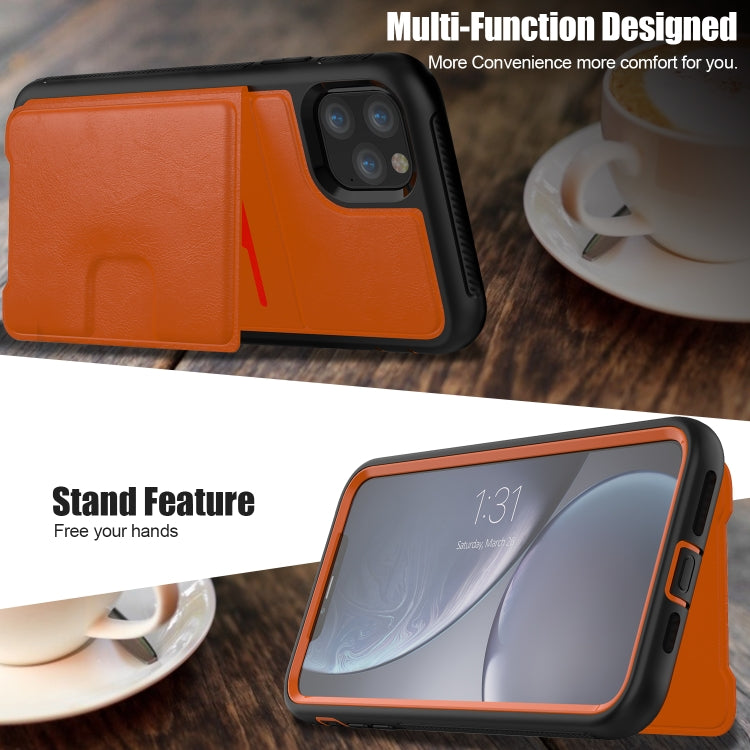 For iPhone 11 Pro Max Shockproof PC + TPU + PU Leather Protective Case with Holder & Card Slot & Wallet