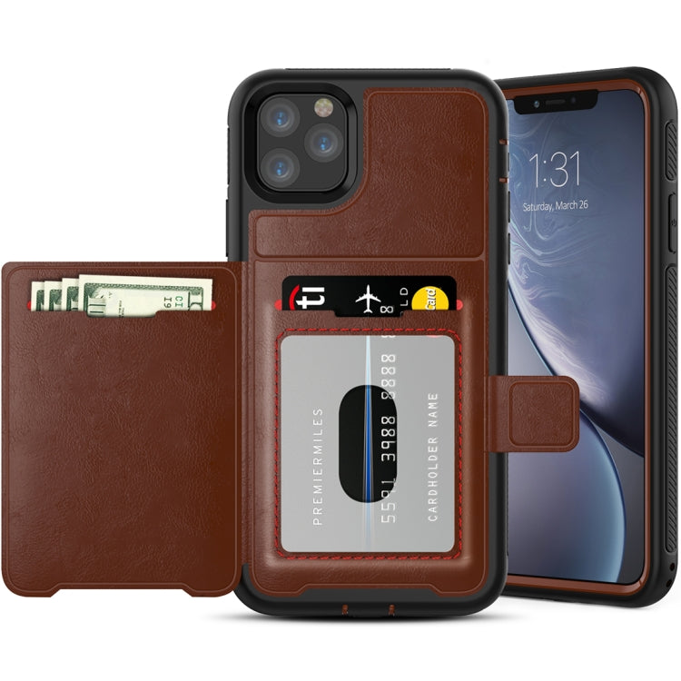 For iPhone 11 Pro Max Shockproof PC + TPU + PU Leather Protective Case with Holder & Card Slot & Wallet