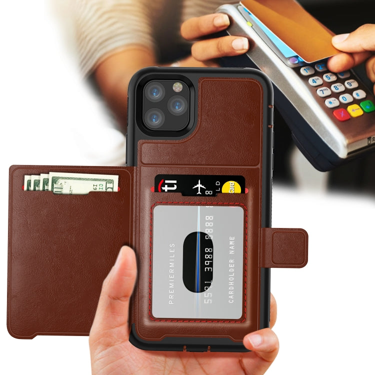 For iPhone 11 Pro Max Shockproof PC + TPU + PU Leather Protective Case with Holder & Card Slot & Wallet
