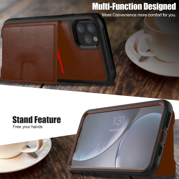 For iPhone 11 Pro Max Shockproof PC + TPU + PU Leather Protective Case with Holder & Card Slot & Wallet