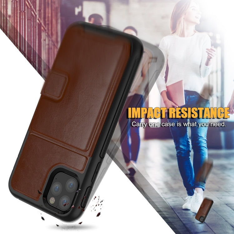 For iPhone 11 Pro Max Shockproof PC + TPU + PU Leather Protective Case with Holder & Card Slot & Wallet
