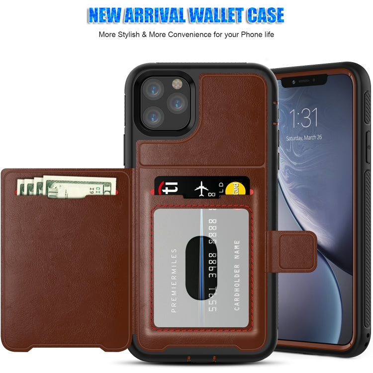 For iPhone 11 Pro Max Shockproof PC + TPU + PU Leather Protective Case with Holder & Card Slot & Wallet