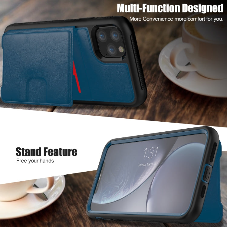 For iPhone 11 Pro Max Shockproof PC + TPU + PU Leather Protective Case with Holder & Card Slot & Wallet