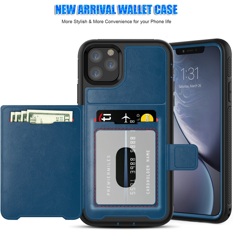For iPhone 11 Pro Max Shockproof PC + TPU + PU Leather Protective Case with Holder & Card Slot & Wallet