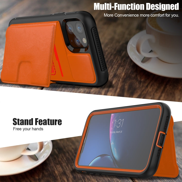 For iPhone 11 Pro Shockproof PC + TPU + PU Leather Protective Case with Holder & Card Slot & Wallet