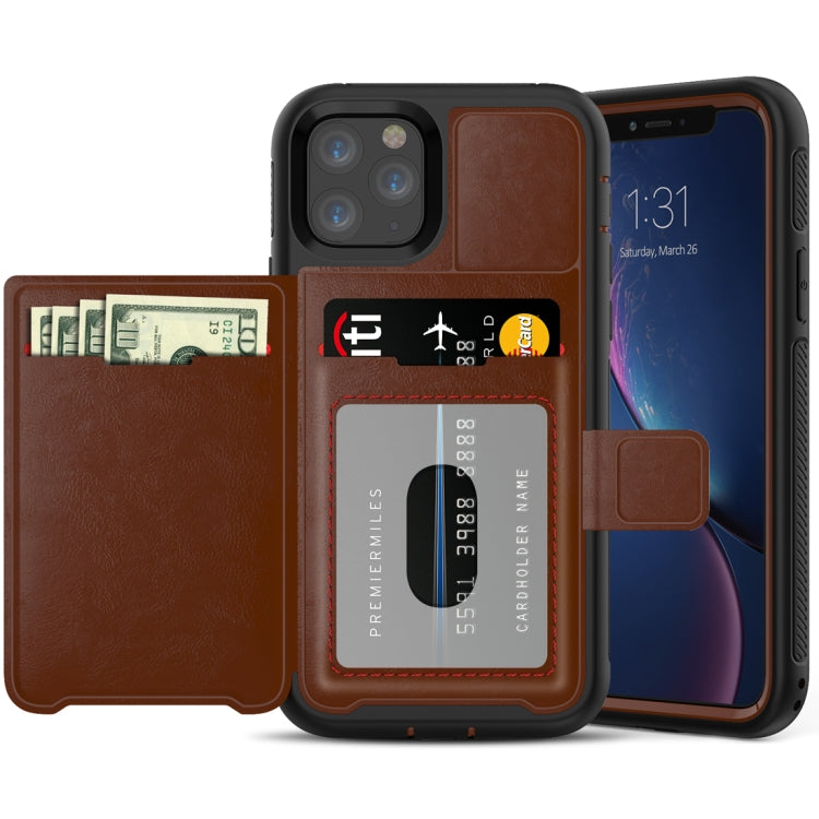 For iPhone 11 Pro Shockproof PC + TPU + PU Leather Protective Case with Holder & Card Slot & Wallet