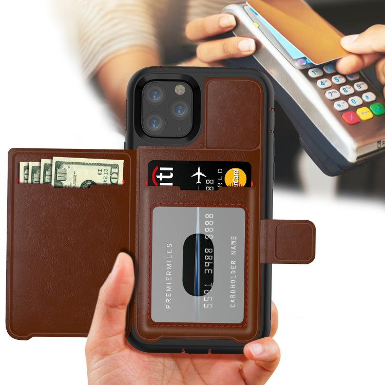 For iPhone 11 Pro Shockproof PC + TPU + PU Leather Protective Case with Holder & Card Slot & Wallet