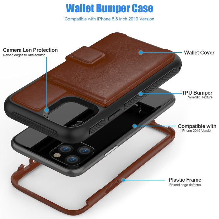 For iPhone 11 Pro Shockproof PC + TPU + PU Leather Protective Case with Holder & Card Slot & Wallet