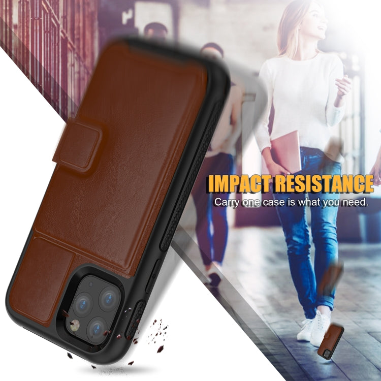 For iPhone 11 Pro Shockproof PC + TPU + PU Leather Protective Case with Holder & Card Slot & Wallet