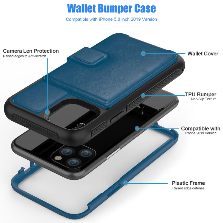 For iPhone 11 Pro Shockproof PC + TPU + PU Leather Protective Case with Holder & Card Slot & Wallet