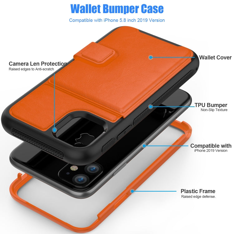 For iPhone 11 Shockproof PC + TPU + PU Leather Protective Case with Holder & Card Slot & Wallet