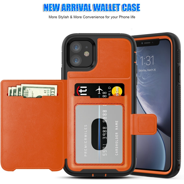 For iPhone 11 Shockproof PC + TPU + PU Leather Protective Case with Holder & Card Slot & Wallet