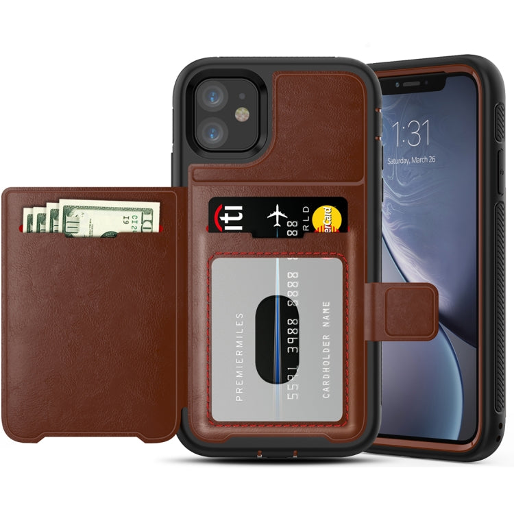 For iPhone 11 Shockproof PC + TPU + PU Leather Protective Case with Holder & Card Slot & Wallet