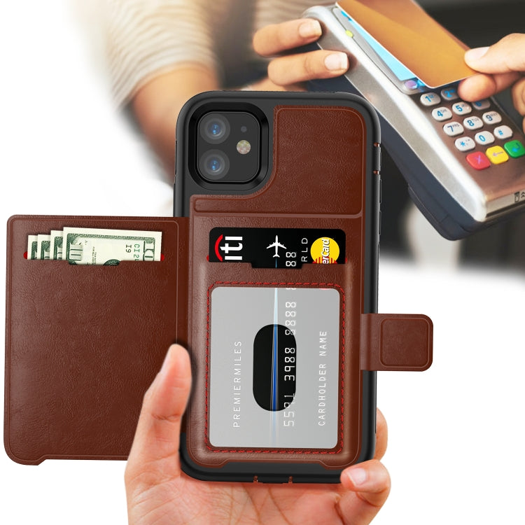 For iPhone 11 Shockproof PC + TPU + PU Leather Protective Case with Holder & Card Slot & Wallet