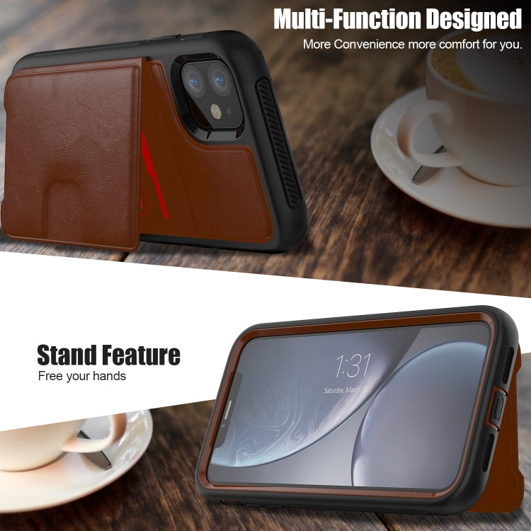 For iPhone 11 Shockproof PC + TPU + PU Leather Protective Case with Holder & Card Slot & Wallet