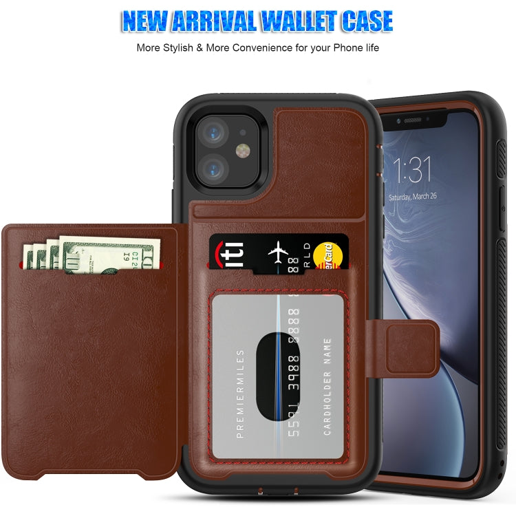 For iPhone 11 Shockproof PC + TPU + PU Leather Protective Case with Holder & Card Slot & Wallet