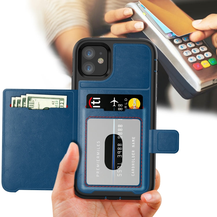 For iPhone 11 Shockproof PC + TPU + PU Leather Protective Case with Holder & Card Slot & Wallet