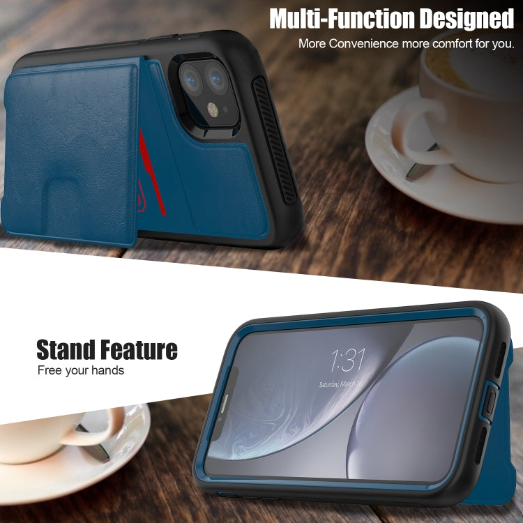 For iPhone 11 Shockproof PC + TPU + PU Leather Protective Case with Holder & Card Slot & Wallet