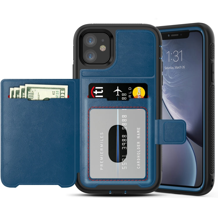 For iPhone 11 Shockproof PC + TPU + PU Leather Protective Case with Holder & Card Slot & Wallet