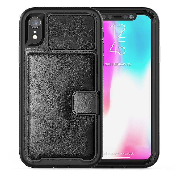 For iPhone XR Shockproof PC + TPU + PU Leather Protective Case with Holder & Card Slot & Wallet