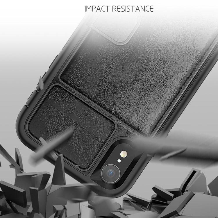 For iPhone XR Shockproof PC + TPU + PU Leather Protective Case with Holder & Card Slot & Wallet