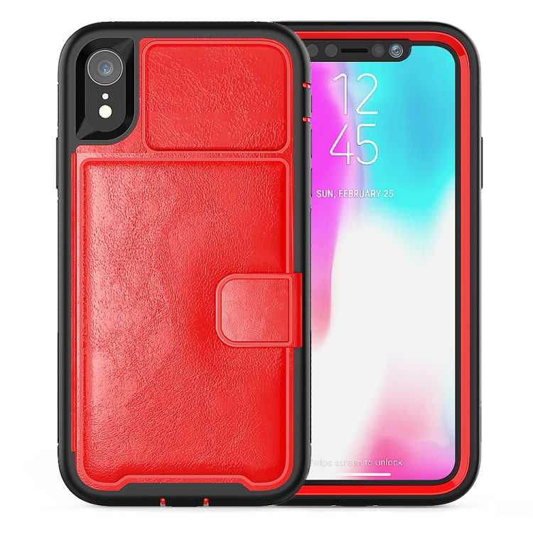 For iPhone XR Shockproof PC + TPU + PU Leather Protective Case with Holder & Card Slot & Wallet