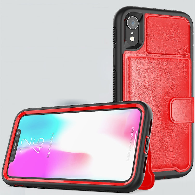 For iPhone XR Shockproof PC + TPU + PU Leather Protective Case with Holder & Card Slot & Wallet