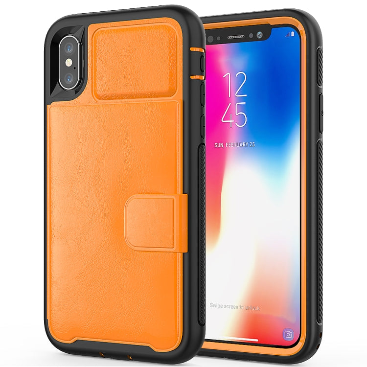 For iPhone X Shockproof PC + TPU + PU Leather Protective Case with Holder & Card Slot & Wallet