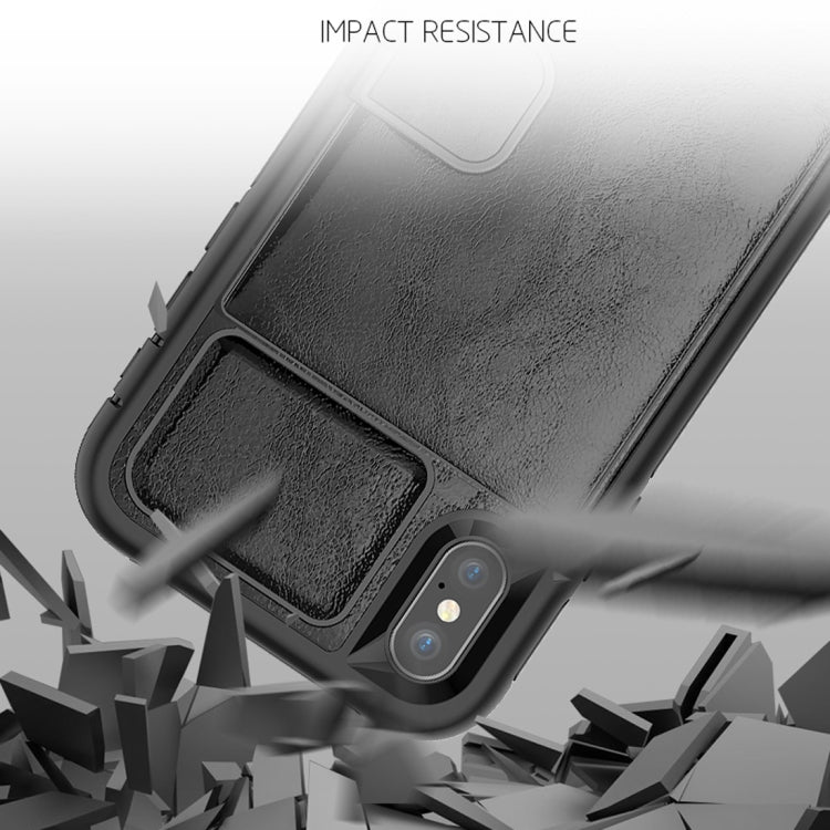 For iPhone X Shockproof PC + TPU + PU Leather Protective Case with Holder & Card Slot & Wallet