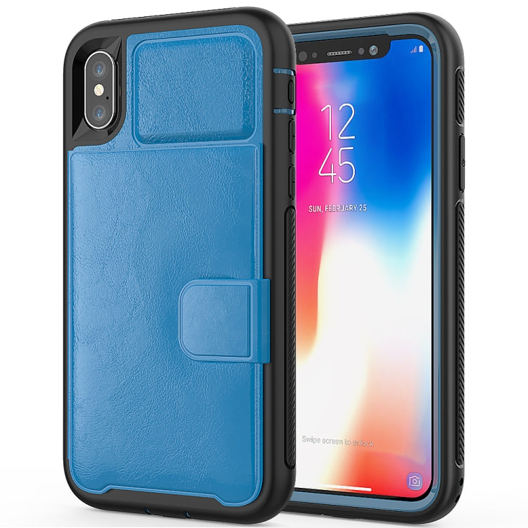 For iPhone X Shockproof PC + TPU + PU Leather Protective Case with Holder & Card Slot & Wallet