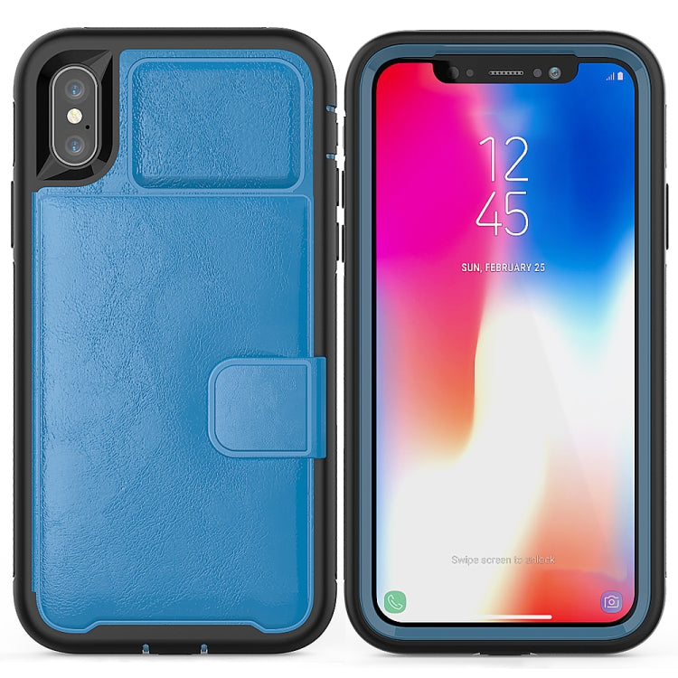 For iPhone X Shockproof PC + TPU + PU Leather Protective Case with Holder & Card Slot & Wallet