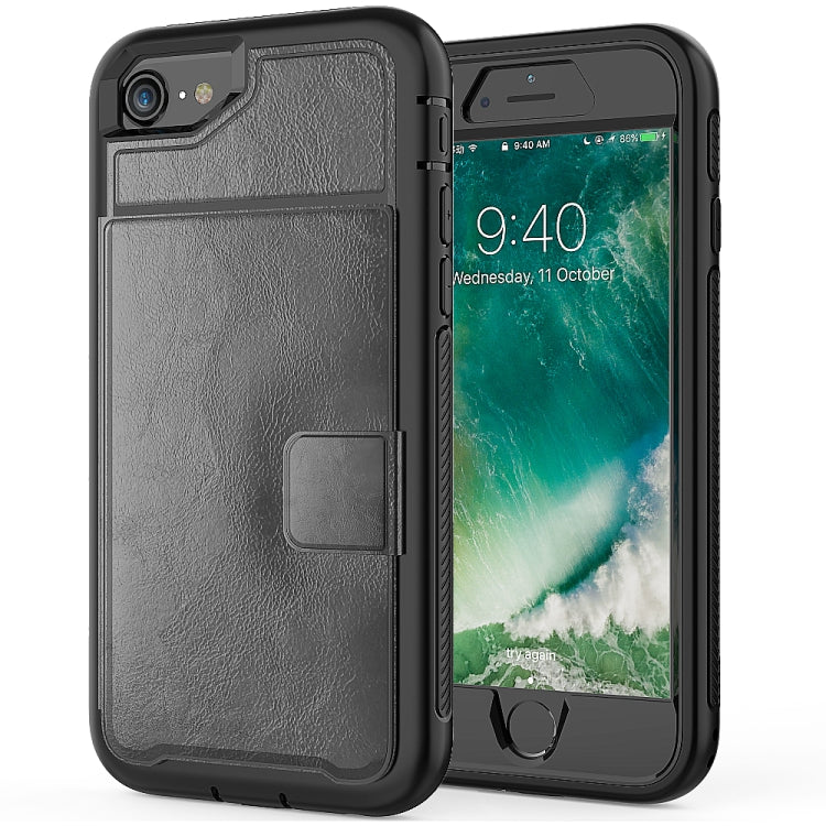 For iPhone SE 2022 / SE 2020 / 8 / 7 Shockproof PC + TPU + PU Leather Protective Case with Holder & Card Slot & Wallet