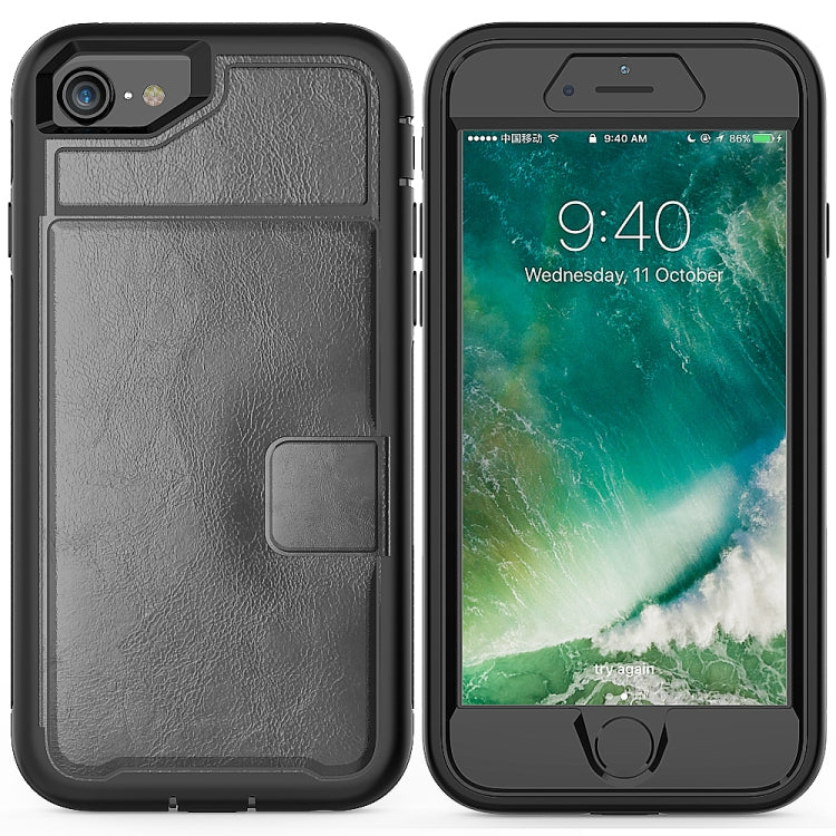 For iPhone SE 2022 / SE 2020 / 8 / 7 Shockproof PC + TPU + PU Leather Protective Case with Holder & Card Slot & Wallet