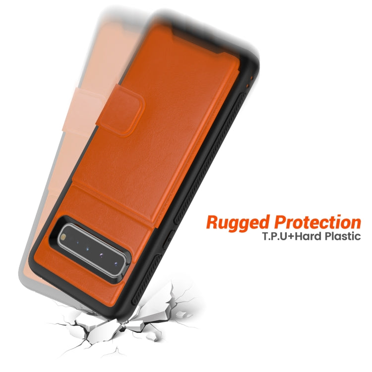 For Samsung Galaxy S10 5G Shockproof PC + TPU + PU Leather Protective Case with Holder & Card Slot & Wallet