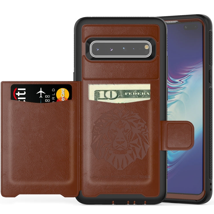 For Samsung Galaxy S10 5G Shockproof PC + TPU + PU Leather Protective Case with Holder & Card Slot & Wallet