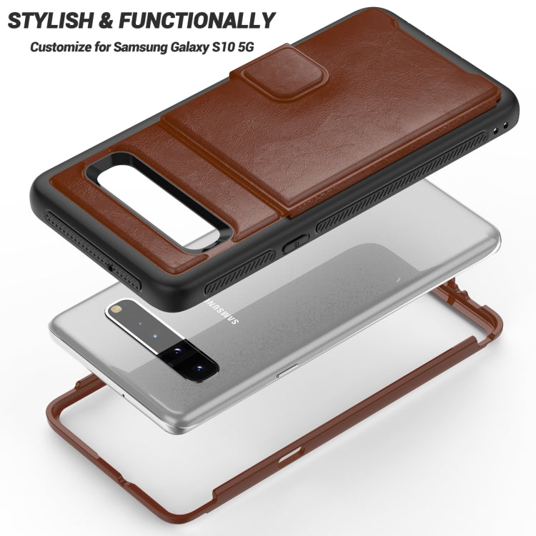 For Samsung Galaxy S10 5G Shockproof PC + TPU + PU Leather Protective Case with Holder & Card Slot & Wallet