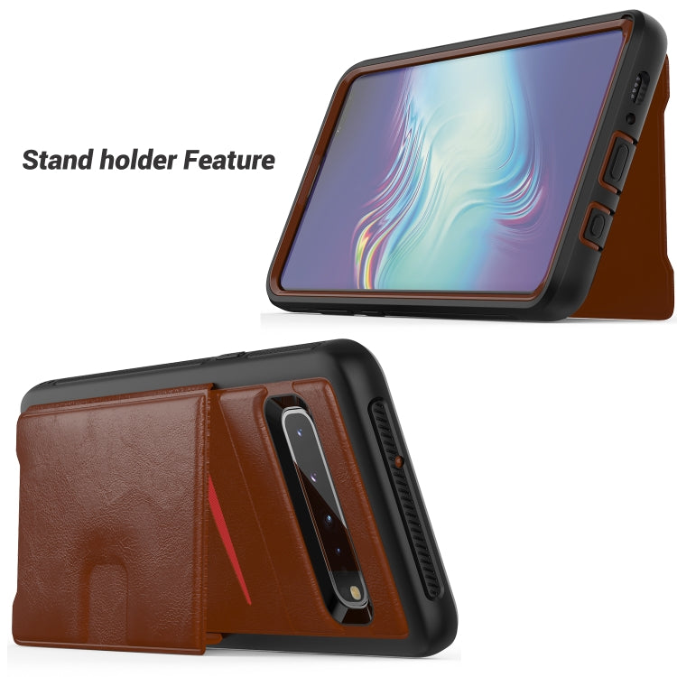 For Samsung Galaxy S10 5G Shockproof PC + TPU + PU Leather Protective Case with Holder & Card Slot & Wallet