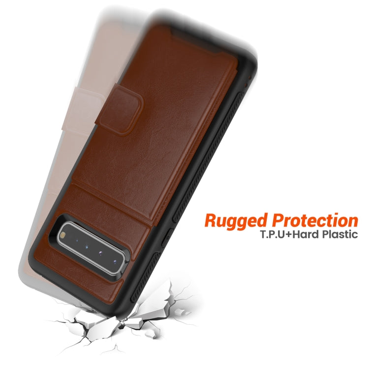 For Samsung Galaxy S10 5G Shockproof PC + TPU + PU Leather Protective Case with Holder & Card Slot & Wallet