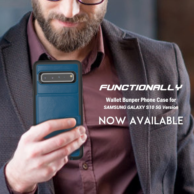 For Samsung Galaxy S10 5G Shockproof PC + TPU + PU Leather Protective Case with Holder & Card Slot & Wallet
