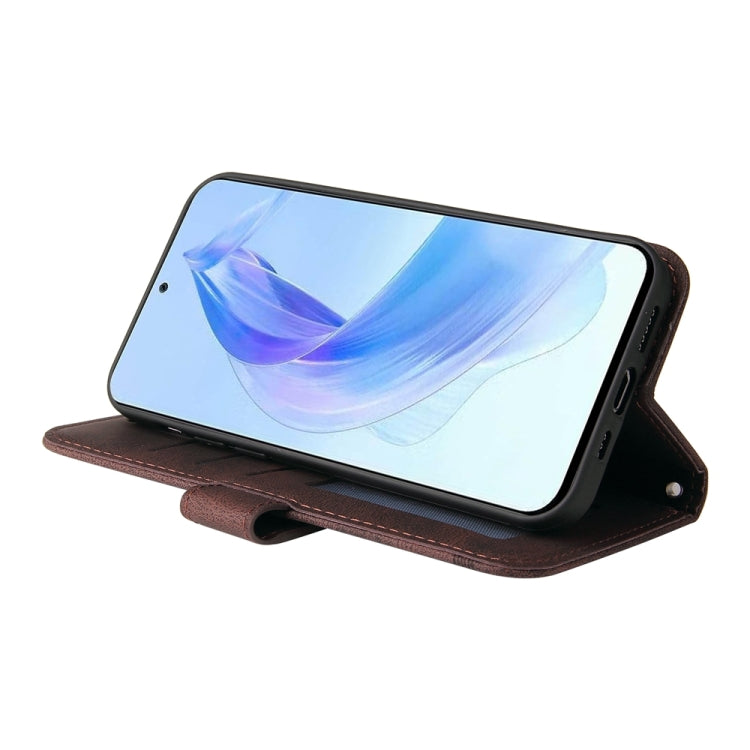 For Honor X50i 5G Skin Feel Life Tree Metal Button Leather Phone Case