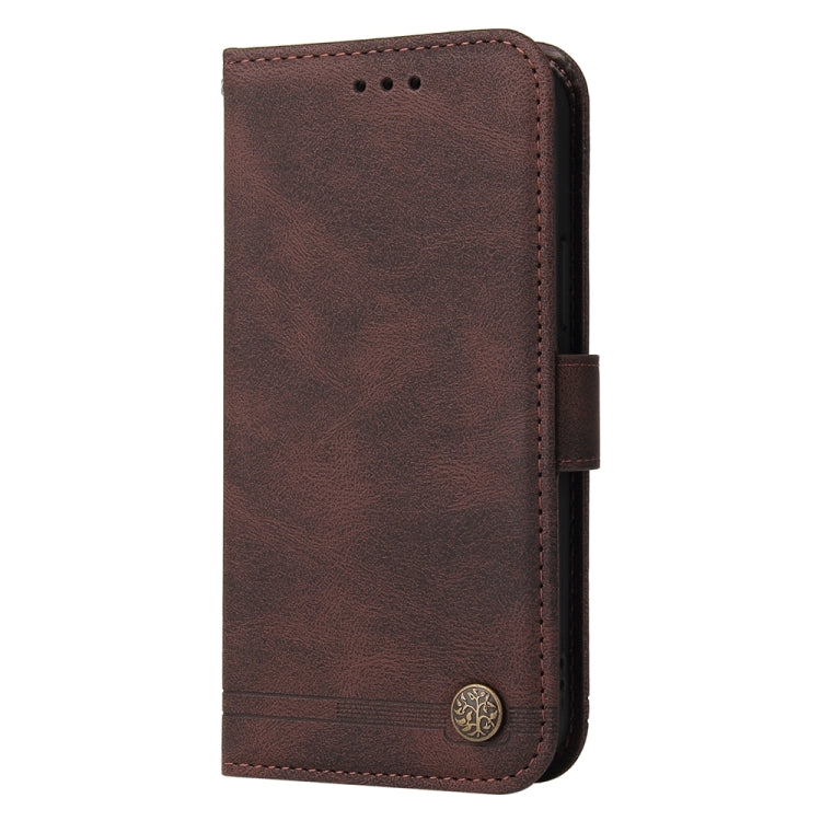 For Honor Magic6 Pro Skin Feel Life Tree Metal Button Leather Phone Case