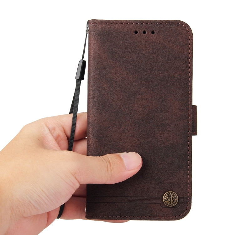 For Honor Magic6 Pro Skin Feel Life Tree Metal Button Leather Phone Case