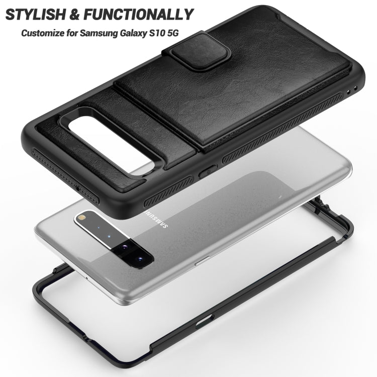 For Samsung Galaxy S10 Shockproof PC + TPU + PU Leather Protective Case with Holder & Card Slot & Wallet