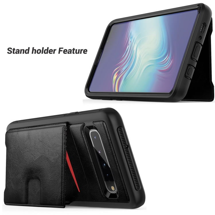 For Samsung Galaxy S10 Shockproof PC + TPU + PU Leather Protective Case with Holder & Card Slot & Wallet